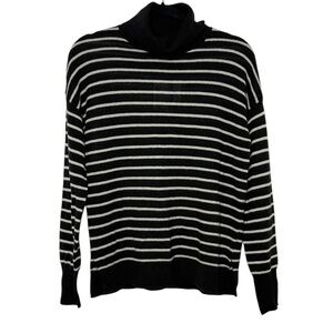 Halogen Nordstrom Cashmere Sweater Size Small Black White Striped Turtleneck NWT